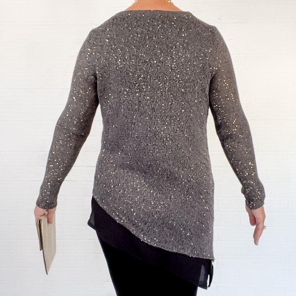 Apt.9 Gray Sequin Asymmetrical Sweater - Small - Picture 6 of 11